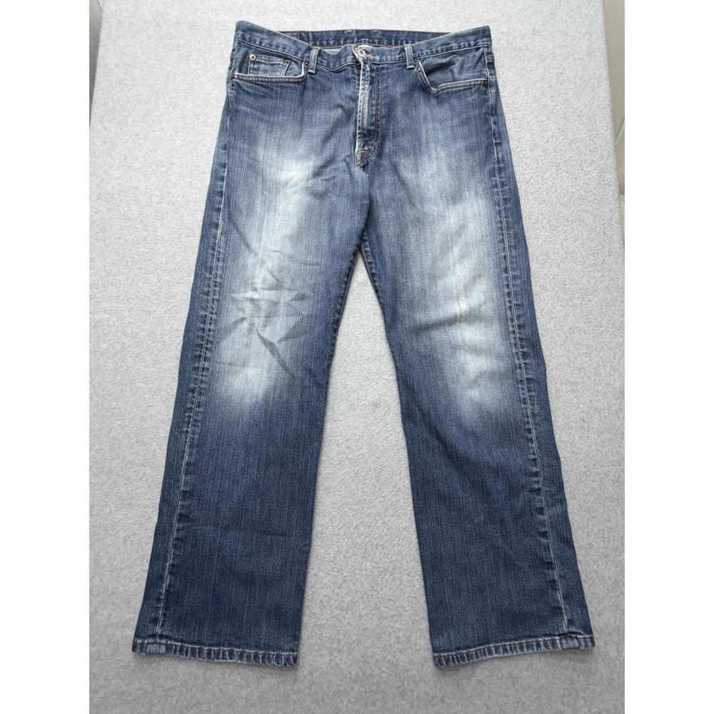 Lucky Brand 182 Bootleg Jeans Mens 36x30 Blue Med Wash Made USA Stretch 7183673